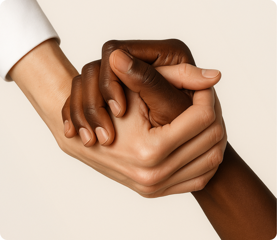 Diverse hands together