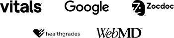 Vitals, Google, Zocdoc, healthgrades, and WebMD logos