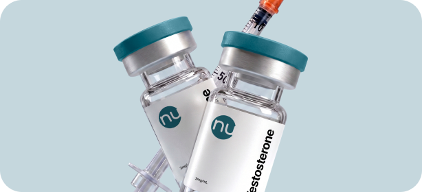 Testosterone injection vials and syringe