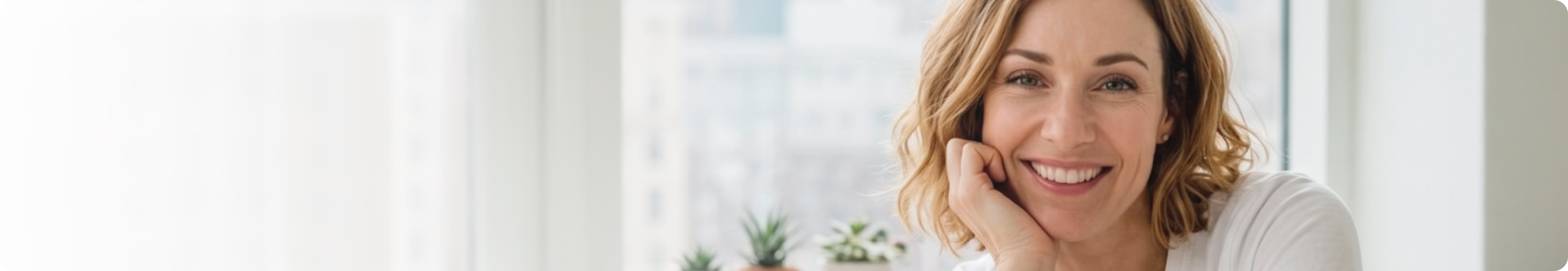 Smiling woman in next-step Tirzepatide care banner