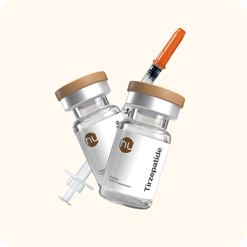 Tirzepatide injection vial and syringe